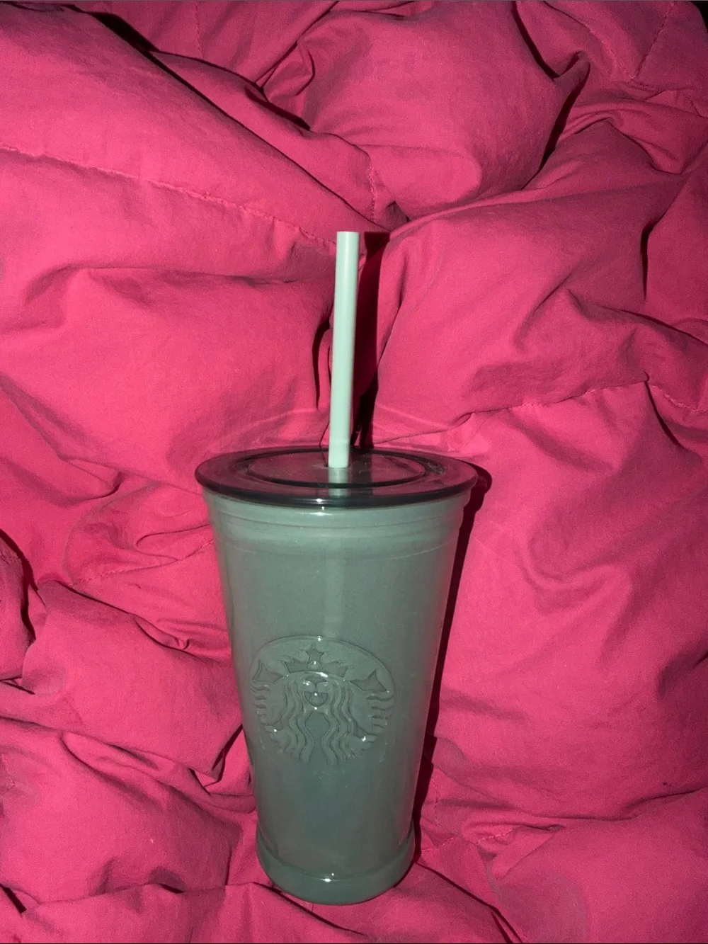 Starbucks Gray Reusable Cold Cup with White Straw